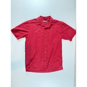 Kahala 1936 Mens Red Tonal Palm Tree Jacquard Short Sleeve Button Down Shirt M